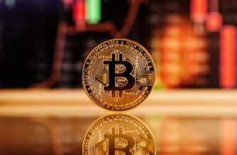 Golden Bitcoin standing in front of a financial chart, reflecting the cryptocurrency market volatility.