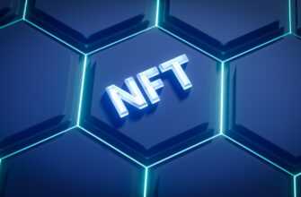 a blue hexagonal background with the word nft on it