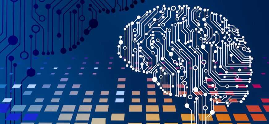 a computer circuit board with a brain on it