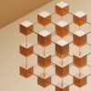 a group of cubes hanging from a ceiling
