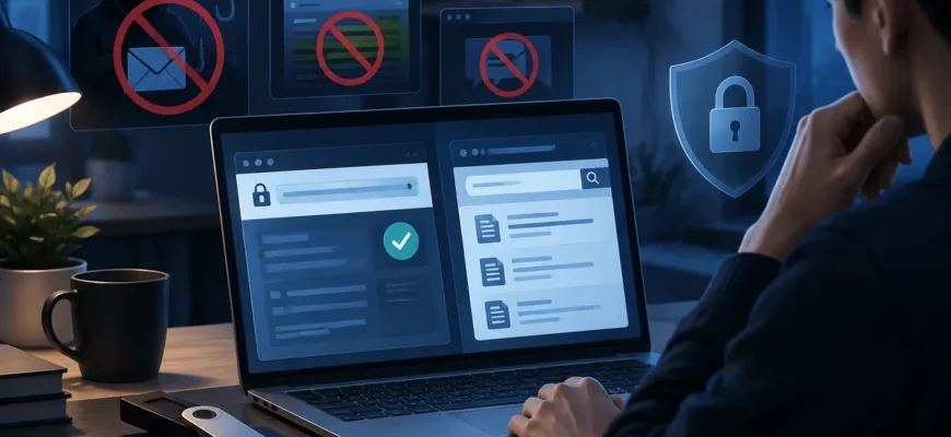 Utilisateur vérifiant un canal de support crypto officiel avant un incident
